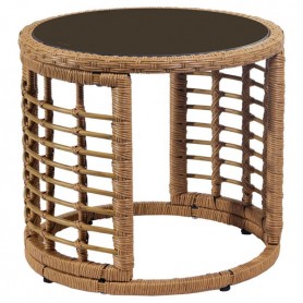 Bonzo Τραπέζι Στρογγυλό Wicker Με Τζάμι Φ45x40cm