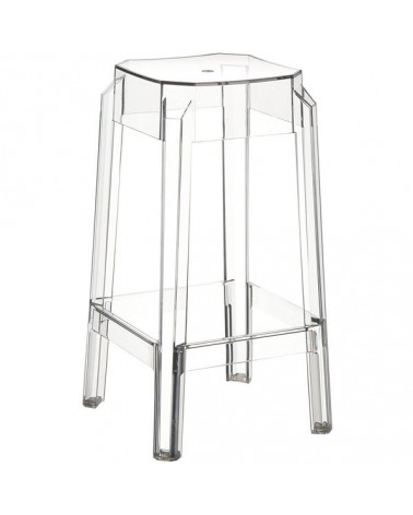 Fox 65 Σκαμπό Bar Clear Από Πολυκαρμπονικό 36x36x65cm Σετ 2 Τεμαχίων