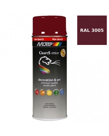 Χρώμα Spray Wine Red Gloss Ral 3005 Ακρυλικής Βαφής Motip 400ml