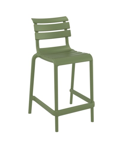 Helen 65 Σκαμπό Μπαρ Πολυπροπυλενίου Olive Green 52x55x95cm