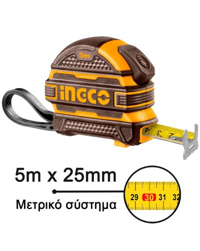 Μετροταινία Με Διπλό Στοπ 5m x 25mm HSMT08525-1 Ingco