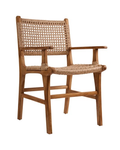 Sahar Πολυθρόνα Από Ξύλο Τeak Με Synthetic Rattan Viro 54x62.5x87cm