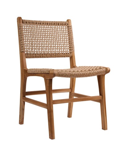 Rabia Πολυθρόνα Από Ξύλο Τeak Με Synthetic Rattan Viro 50.5x62.5x87cm