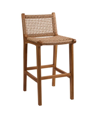 Dorin-S Σκαμπό Από Ξύλο Τeak Με Synthetic Rattan Viro 41x54x90cm