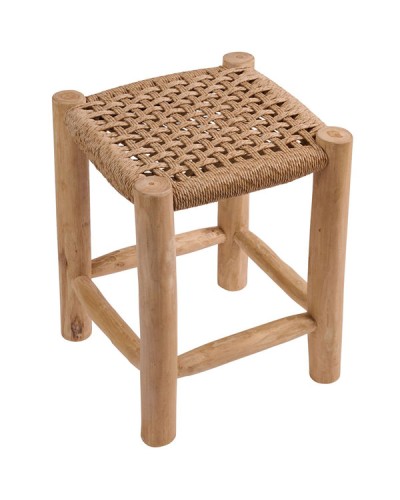 Noor Βοηθητικό Σκαμπό Από Ξύλο Teak Φυσικό 35x35x47cm